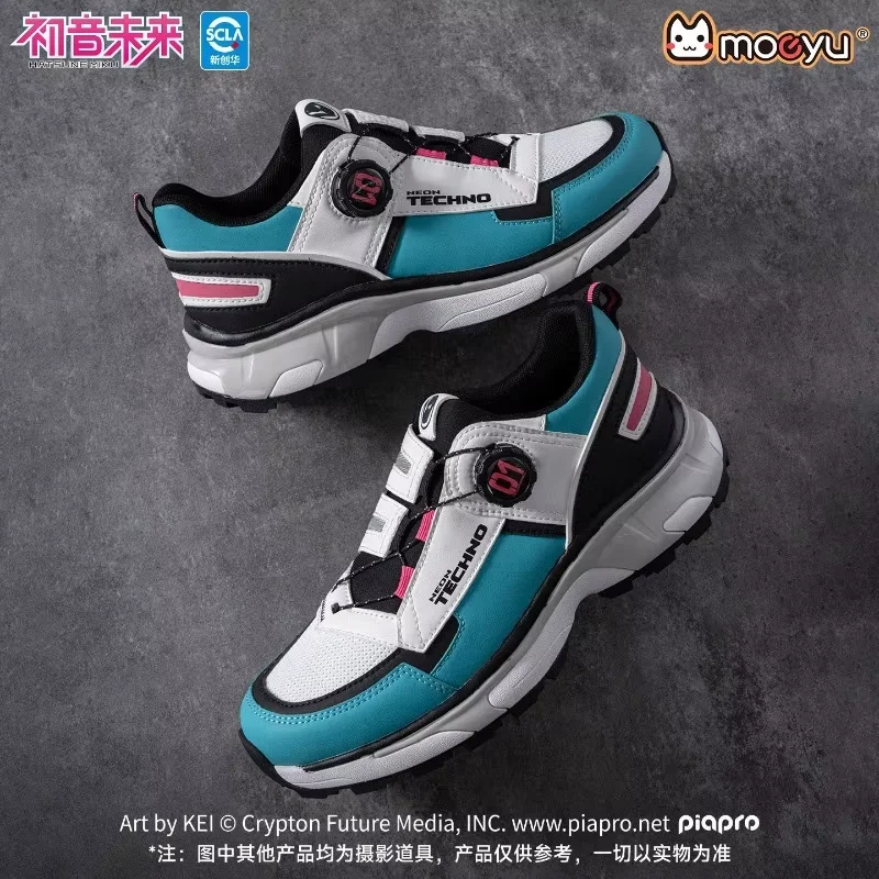

New in Stock Hatsune Miku Neon Electro Sneakers Men's Breathable Mesh Running Shoes, Summer Casual Retro Athletic Footwear Gift