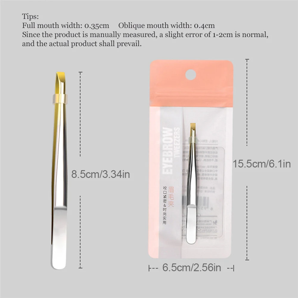 1Pcs Professional Eyebrow Tweezer Stainless Steel Flat/Slant Tip Brow Hair Removal Clip Makeup Beauty False Eyelashes Tweezers