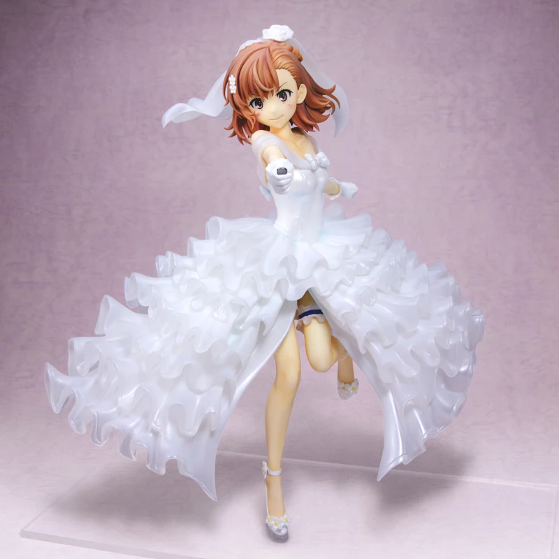 Toaru Kagaku No Railgun Misaka Mikoto Wedding dress 26cm PVC Action Figure Anime Figure Model Toys Figure Collection Doll Gift