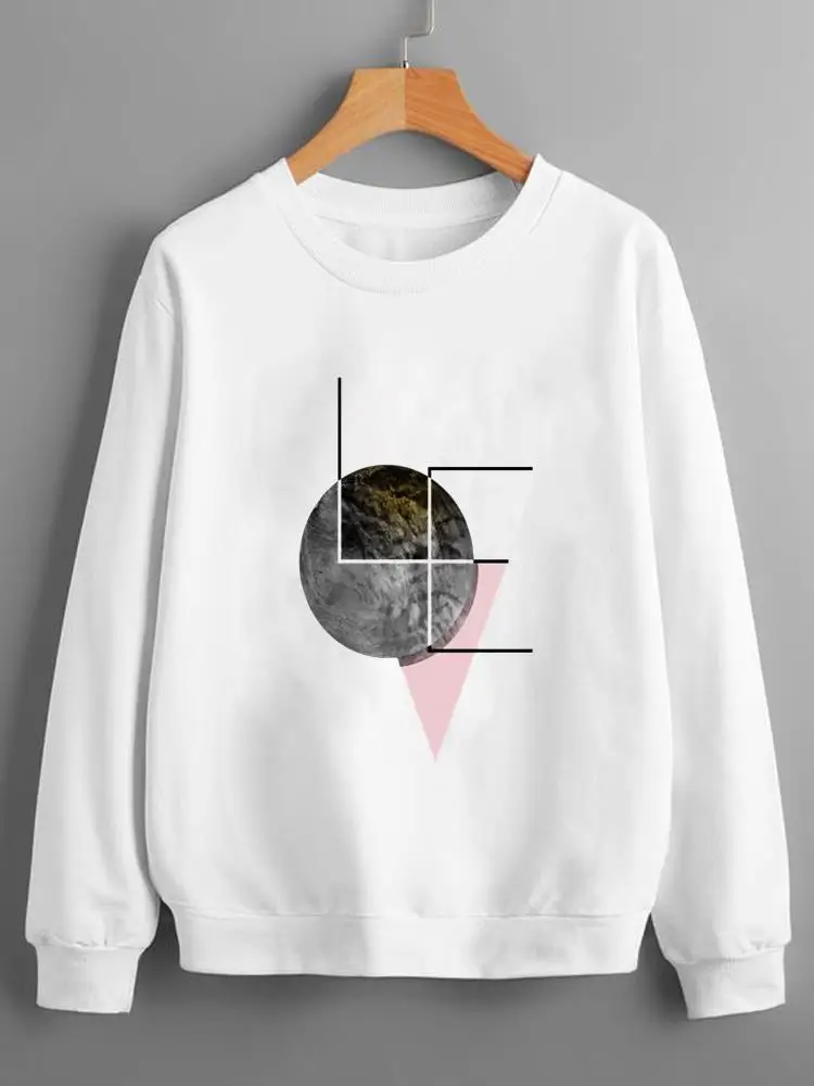 

Print Lady Love Letter Sweet Watercolor Fleece Pullovers Fashion O-neck Clothing Women Ladies Graphic Long Sleeve Sweatshirts