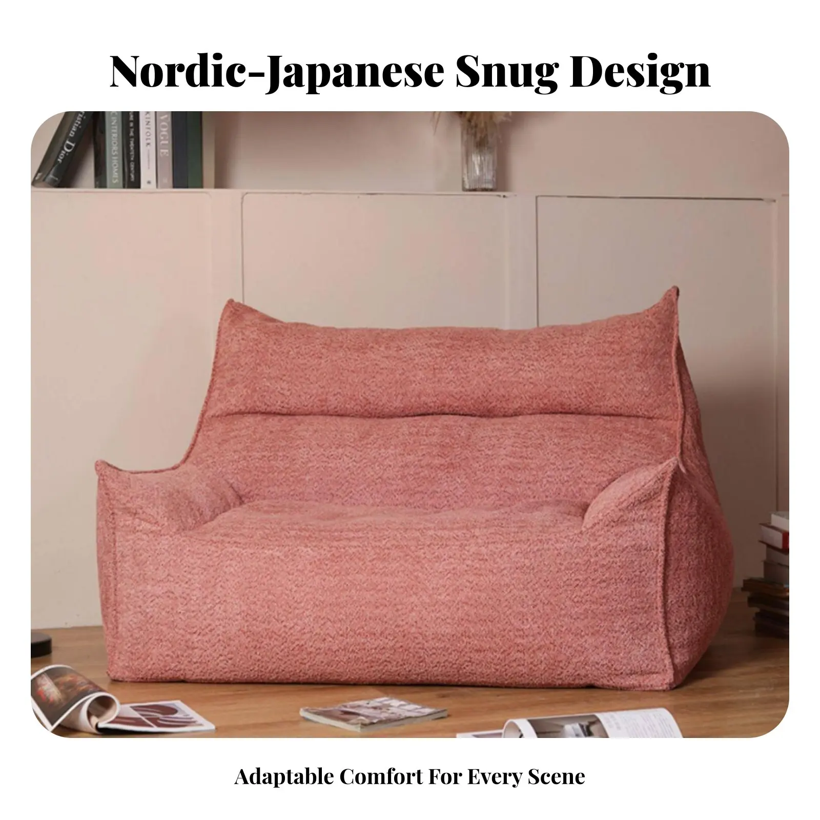 

Oversized Pouch Seat Lounger Two-Person Capacity Floor Sofa Japanese and Elegance Lazy Design for Partners, Students, Balcony