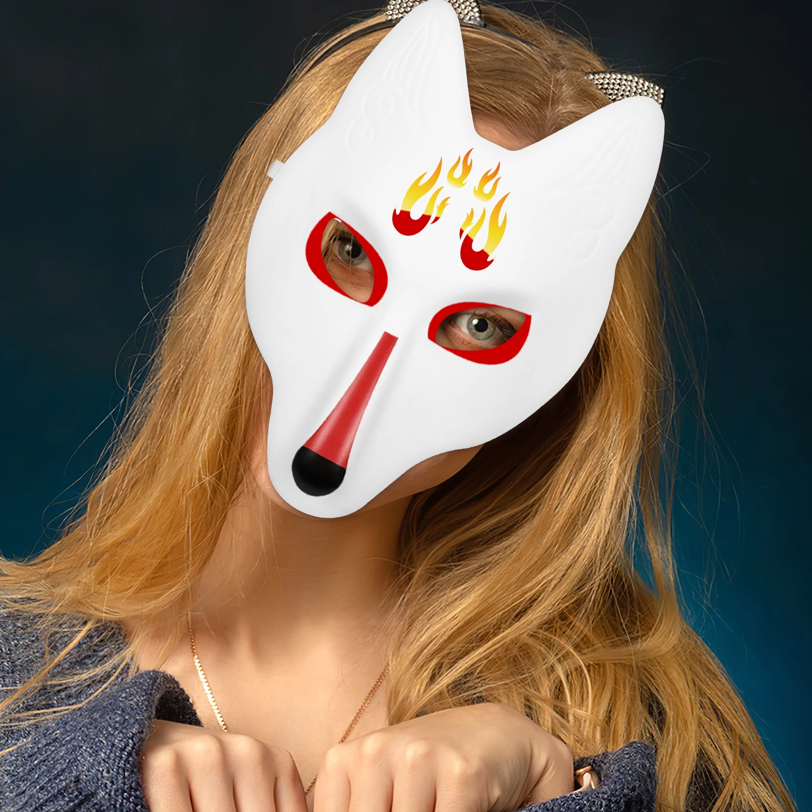 

White Blank Mask Unpainted Fox Mask Hand Painted Japanese Style DIY Craft Mask for Halloween Masquerade Costume Cosplay Diy Mask