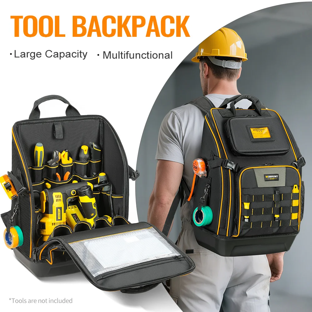 Tool Backpack, Tool-Station Pro Heavy-Duty Organizer, Large Interior, Molded Bottom, Electrician Tool Bag
