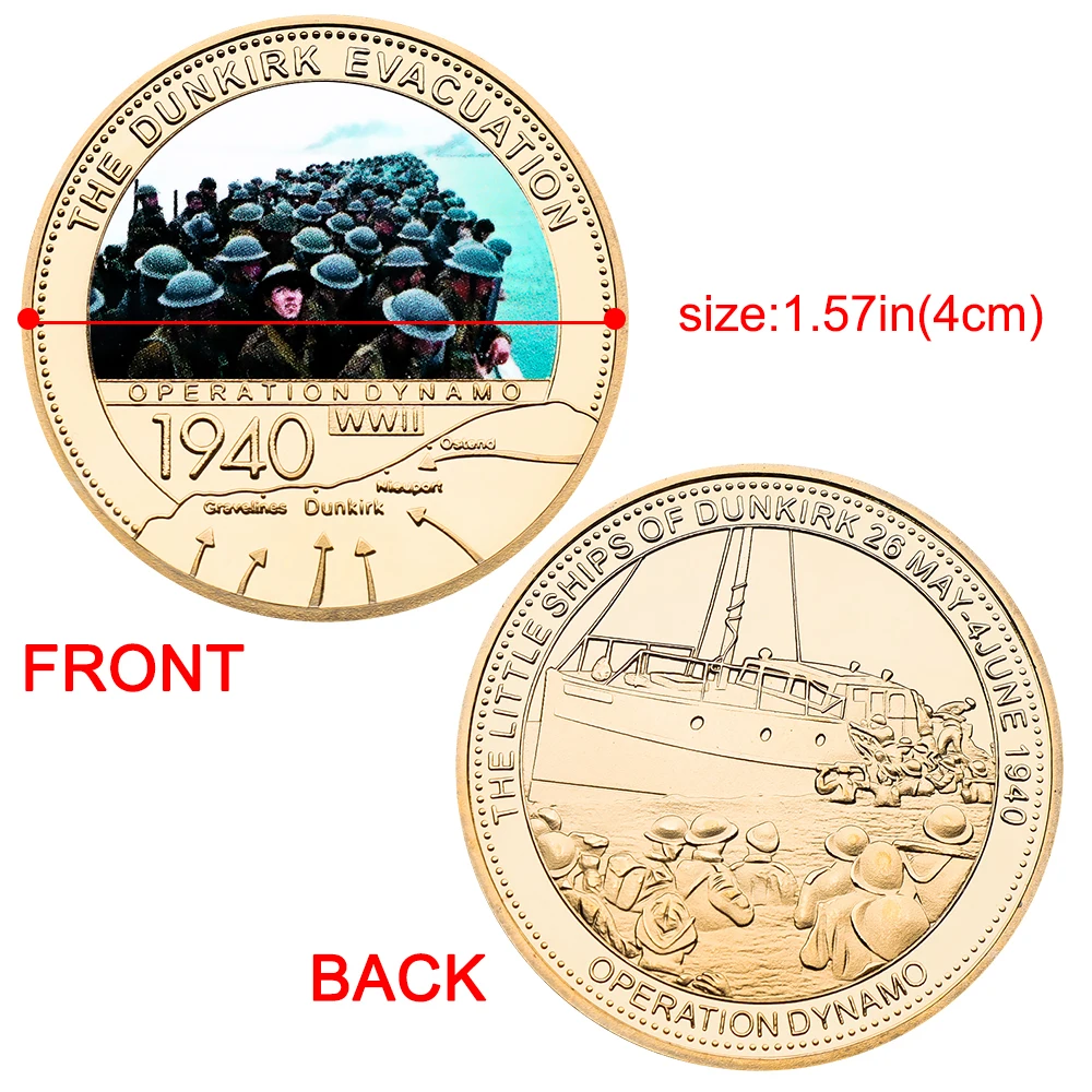5pcs WWII Dunkirk Evacuation 1940 Commemorative Coin Set Operation Dynamo Gold Plated Collectible