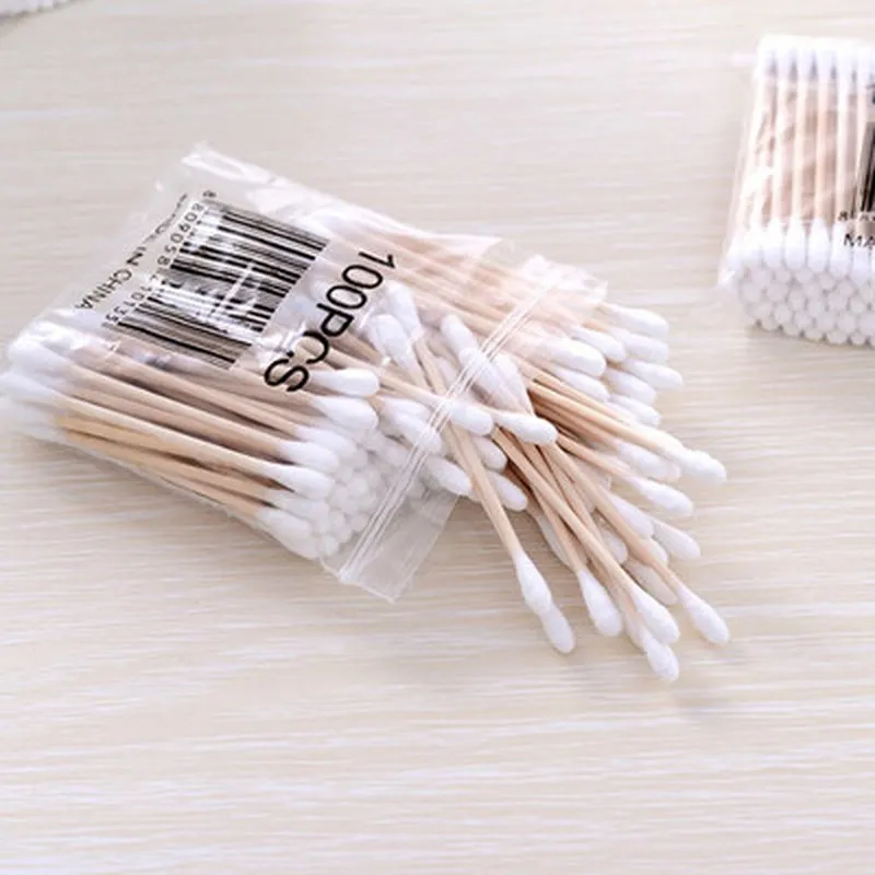Hot Double Head Cotton Swabs Women Makeup Buds Tip for Medical Wood Sticks Nose Ears Cleaning Health Care Tools
