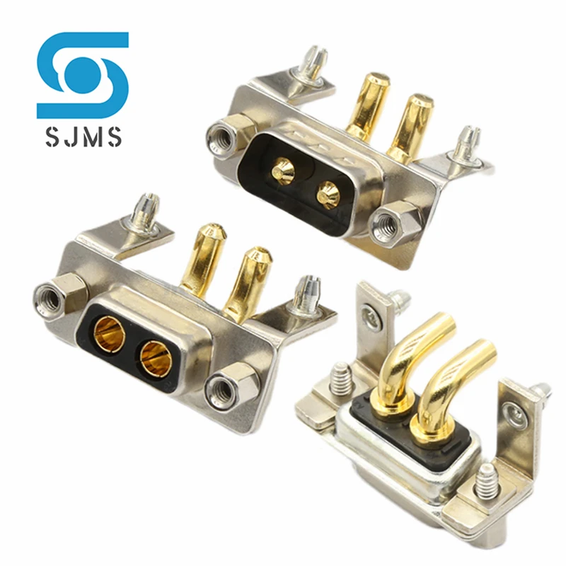 DB2 2W2 30A Male Female High Current Connector Right Angle D-SUB Adapter With Stand PCB Solder Type 2 Pin Plug Jack High Power