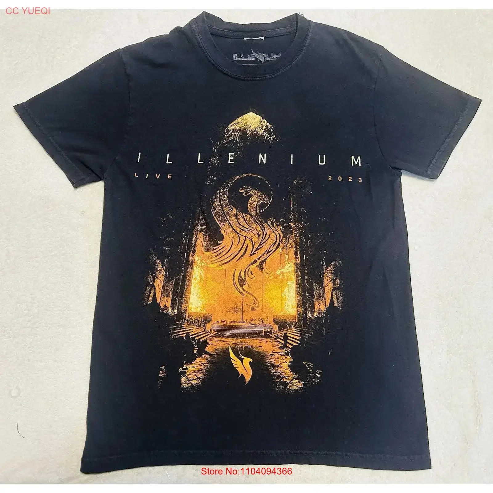 ILLENIUM Live 2023 Tour T Shirt Concert Merch Adult Size Small Black vintage Washed Stretched Top For Everyday Wear Unisex