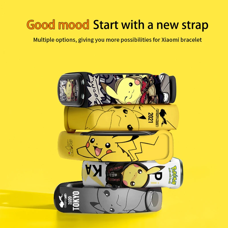 Pikachu Printed Strap for Xiaomi Mi Band 9 8 Printed Watchband Sport Wristband Replaceable Bracelet for Mi Band 9 8