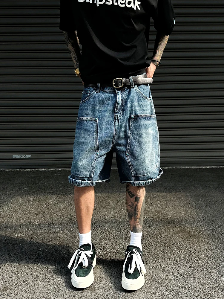 Unaps Verão: Shorts Jeans Unissex de Alta Gramatura 460, Estilo Retrô com Detalhes em Ágata, Corte Reto, Algodão e Poliéster