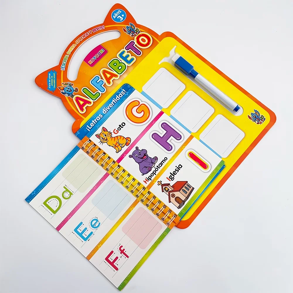 Picture 5: Spanish Alphabet Practice Card Books A-Z - Reusable with Water Eraser, Handwritten and Early Literacy Resources for Kindergarten