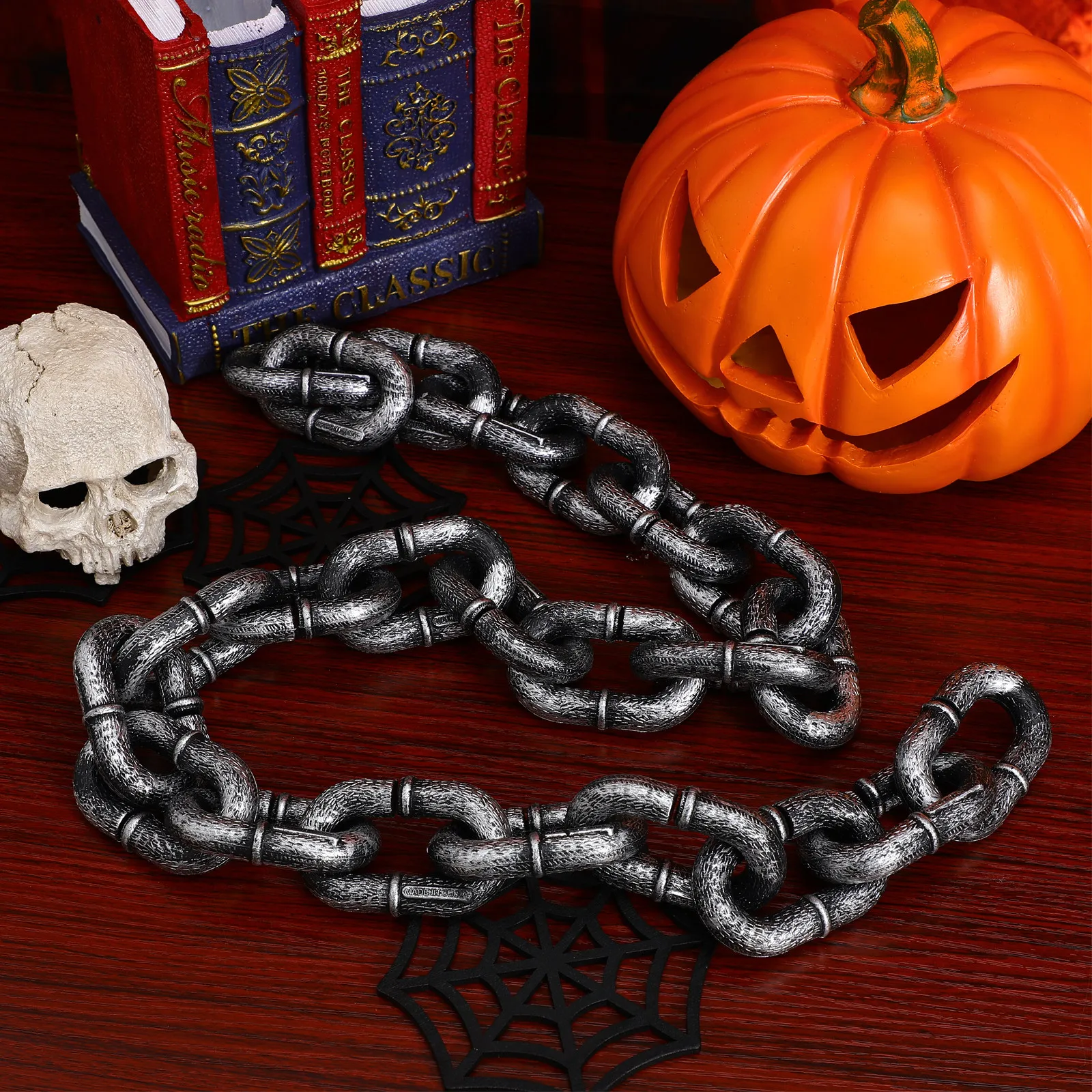 1M Large  Chain Halloween Simulation Chain Party Layout Decor Plastic Barrier Chain Performance Stage Props Costume Accessory