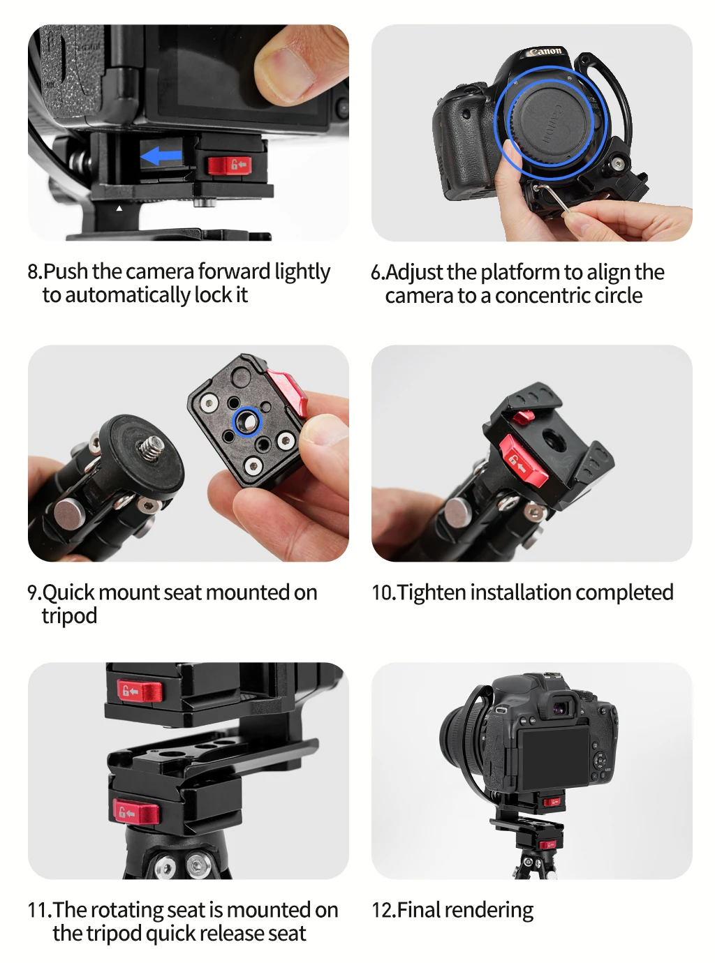 Neue DSLR Kamera Objektiv Unterstützung Halterung Halbrunden Ring Horizontale Vertikale Schnell Schalter Halterung für Canon Nikon Stativ Stabilisator – Detail 23