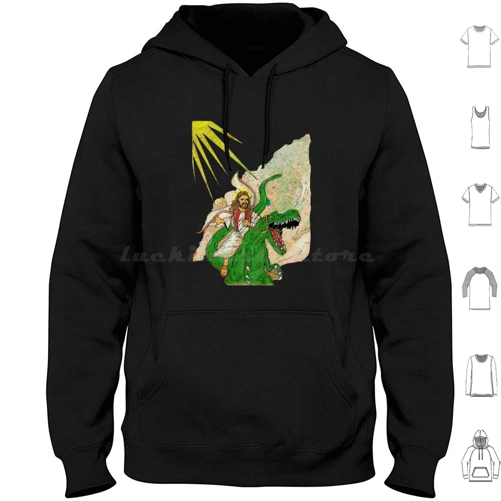 

Jesus Vintage Hoodie Cotton Long Sleeve Funny Dinosaur Retro T Rex Prehistoric Wtf Hilarious Comics Ilustration