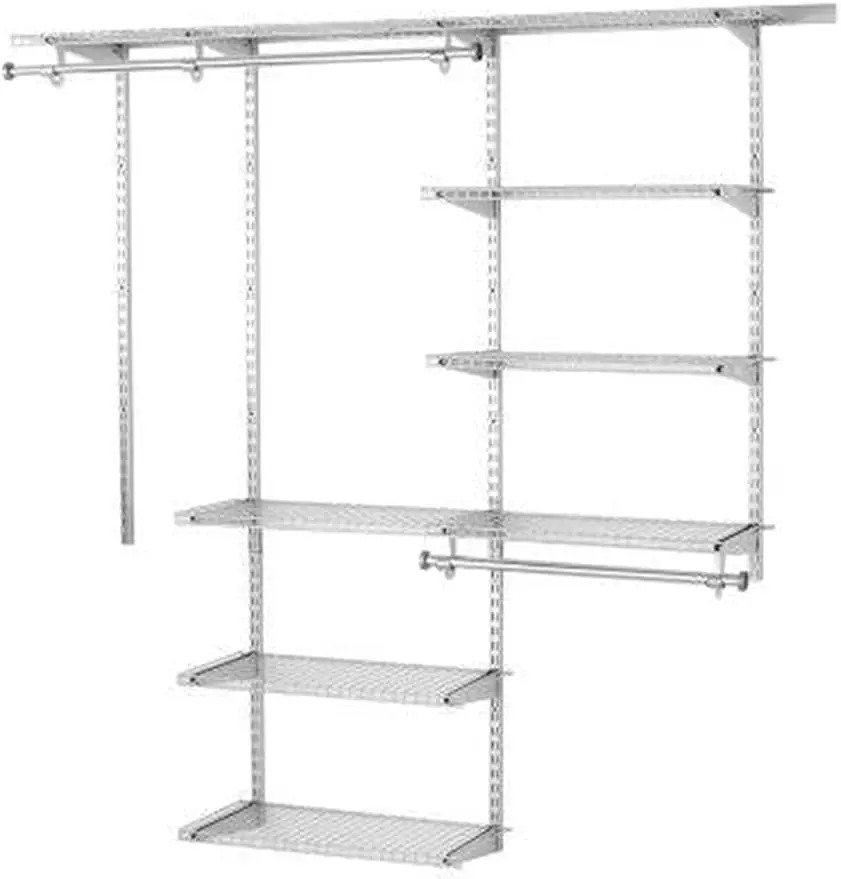 Rubbermaid Configurations Deluxe Closet Kit, Titanium, 3-6 Ft., Wire Shelving Kit with Expandable Shelving and Telescoping Rods,