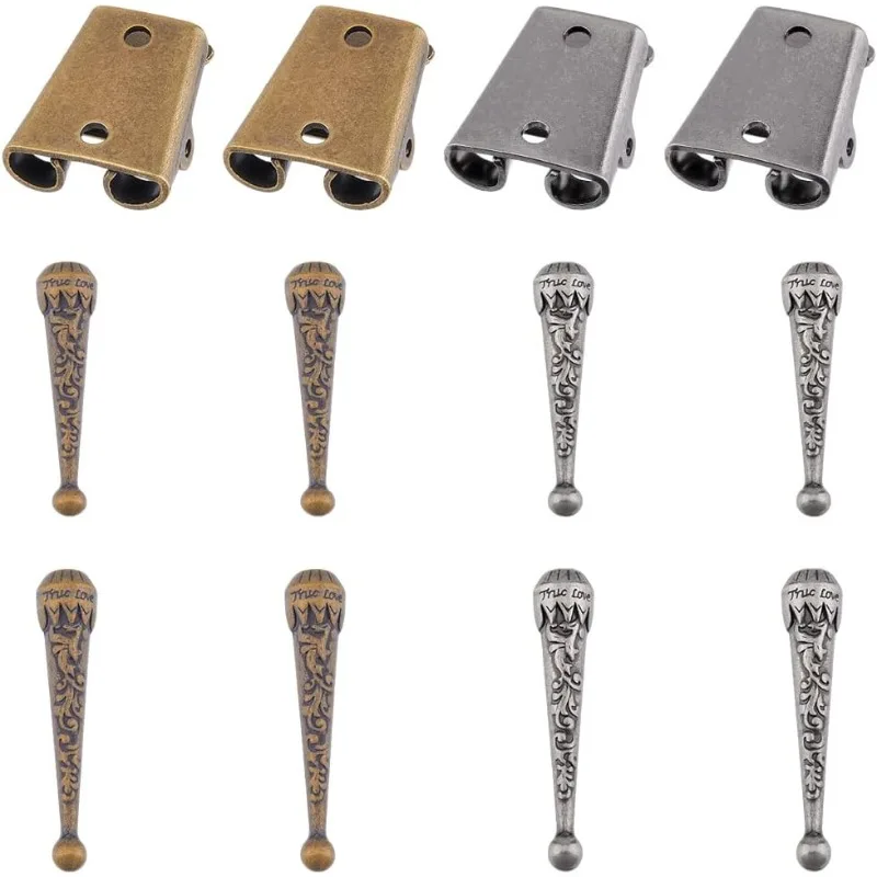 

Iron Bolo Tie Parts Kit 4Pcs Bolo Tie Tips Replacement End Caps Bolo Tie Slide Clasp with 8Pcs Alloy Cord End for Bolo Tie