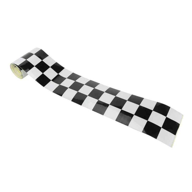 4Pcs 3 Inch Black/White Checkered Decal Tape Car Motorcycle Bike Tank Sticker