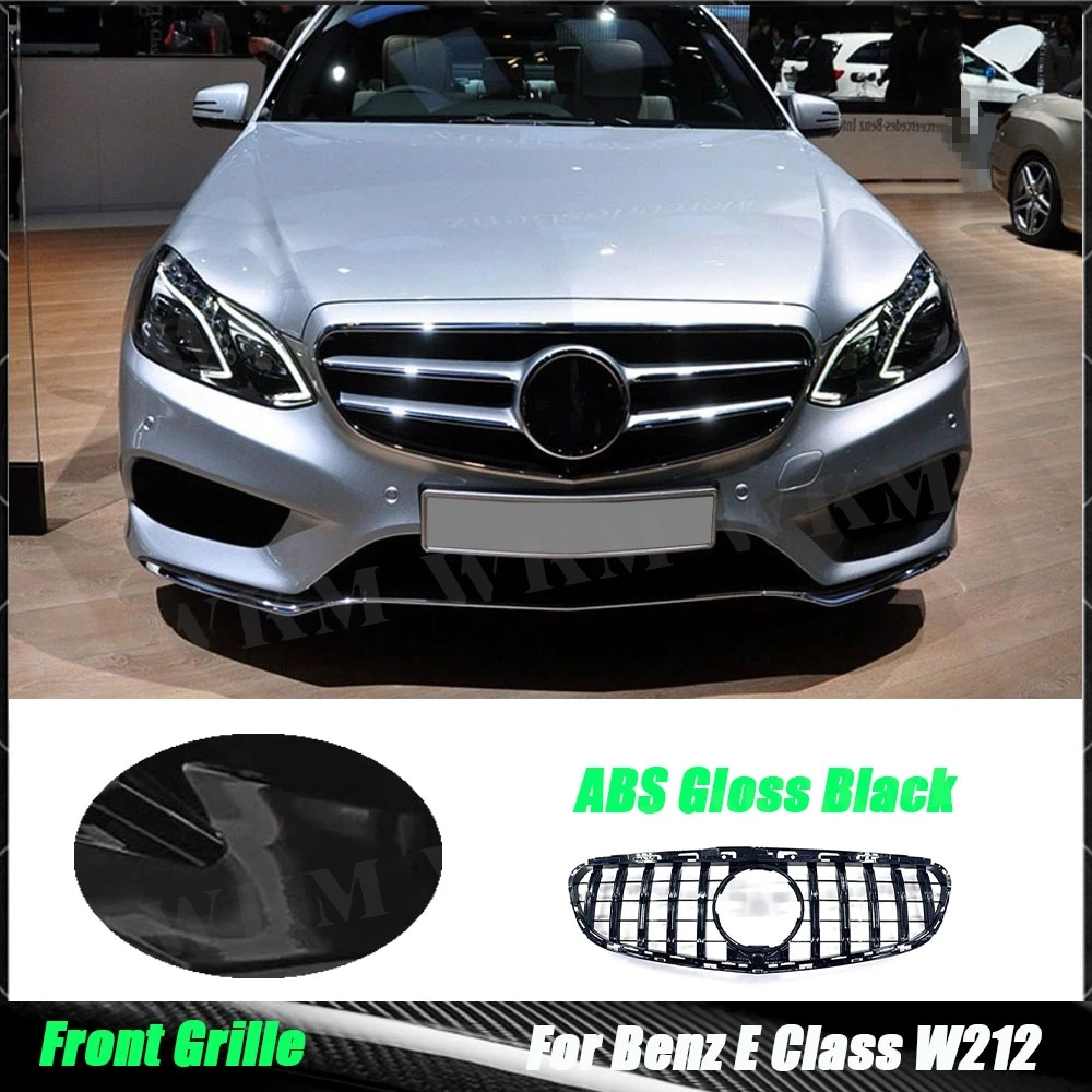 

ABS передний бампер, решетка, обвесы, украшение для Benz E Class W212 E250 E300 2013 2014 2015, Стайлинг автомобиля, черный, серебристый