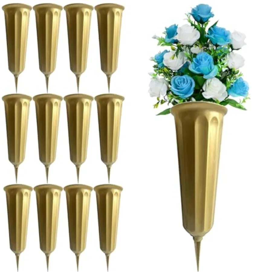 Cemetery Vases for Grave Flower Holder for Cemetery Plastic Cemetery Vases with Spikes 12 Pack Memorial Flower Vase Cemetery De