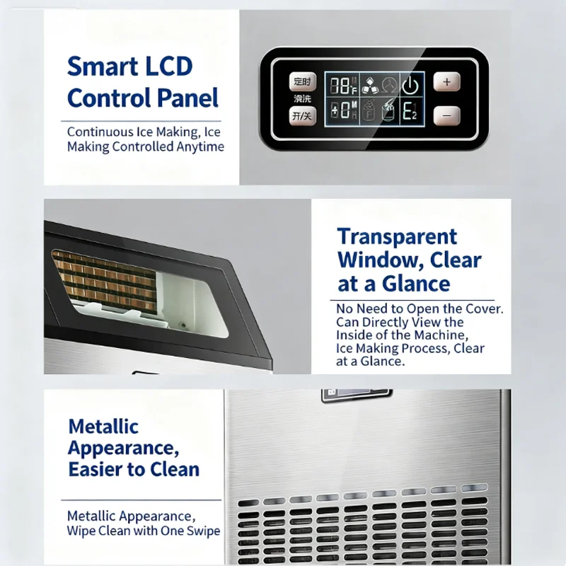Macchina per il ghiaccio commerciale 200W 32PCS Uscita 40kg/24h Ghiaccio quadrato 10-20 minuti per uso commerciale su larga scala