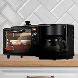 3 in 1 Breakfast Machine Kitchen Appliances Versatile Toaster Oven with Timer with Coffeemaker for Bread Sausages Egg Sandwich