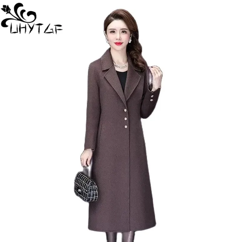 

Long Wool Jacket Women's Korean Fashion Button Pocket Winter Woolen Windbreaker Coat Female Slim 5XL Large Size Outerwear 522