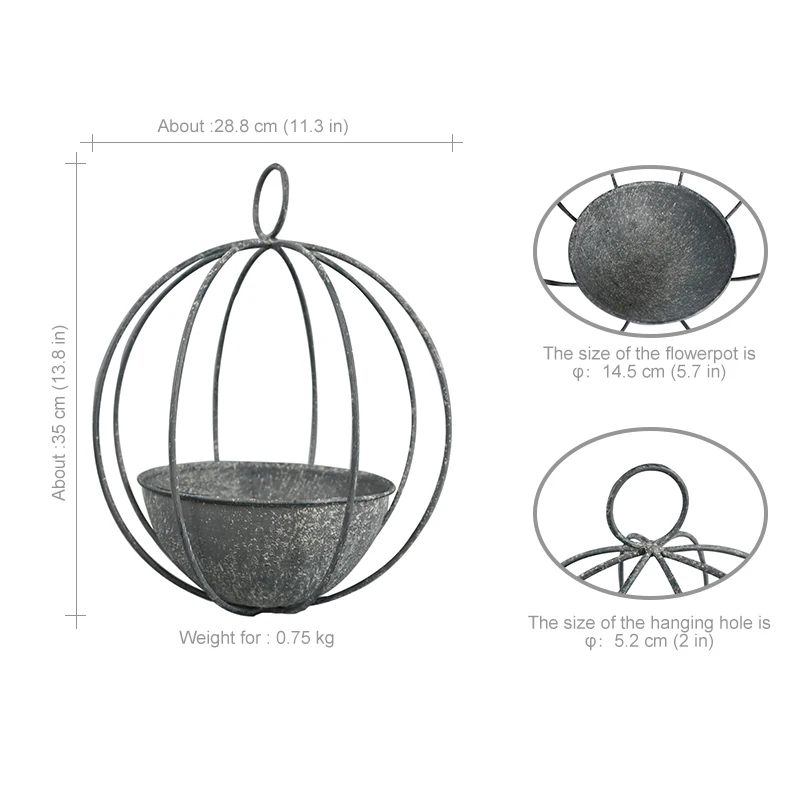 Metal Wall Hanging Flower Pot Basket Semicircular Plant Flower Wall Rack Plant Coat Hanger Decoration Garden Porch Balcony