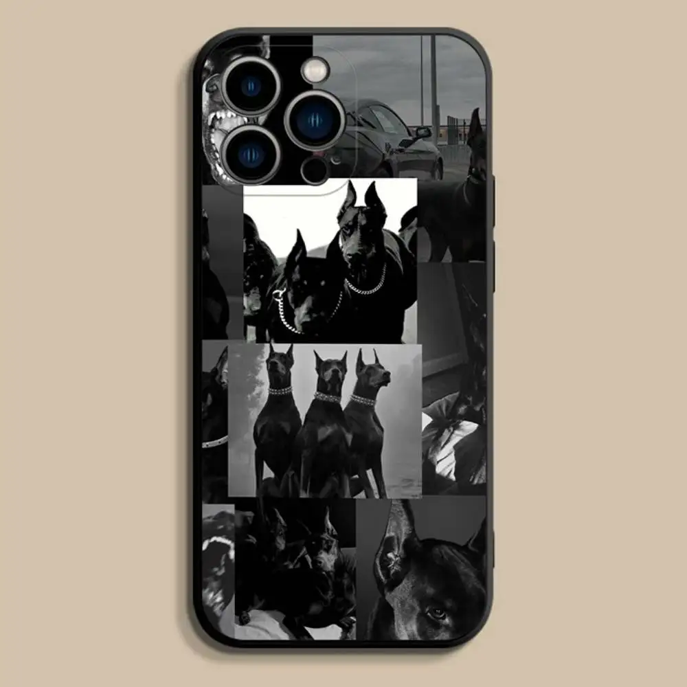 Чехол для телефона Cool D-Doberman D-Dog для iPhone 17,16,15,14,13,12,Pro,Max,Plus,E,SE4,Air,Mini,черный мягкий чехол