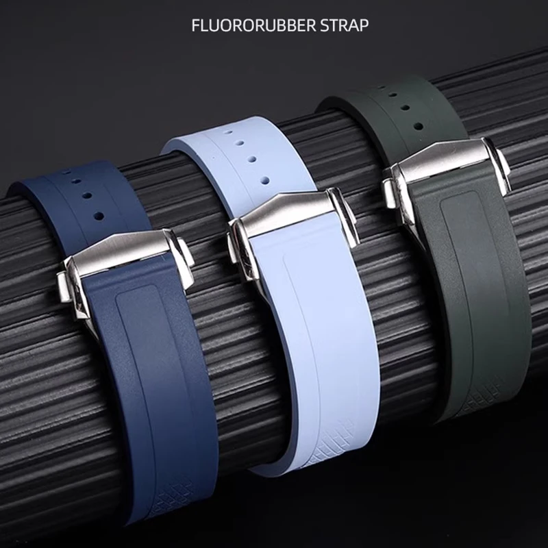 Fluororubber wristband 41mm 42mm dial watch strap for Longines Kangkas Yuedong GMT new L3.830/835 fluororubber