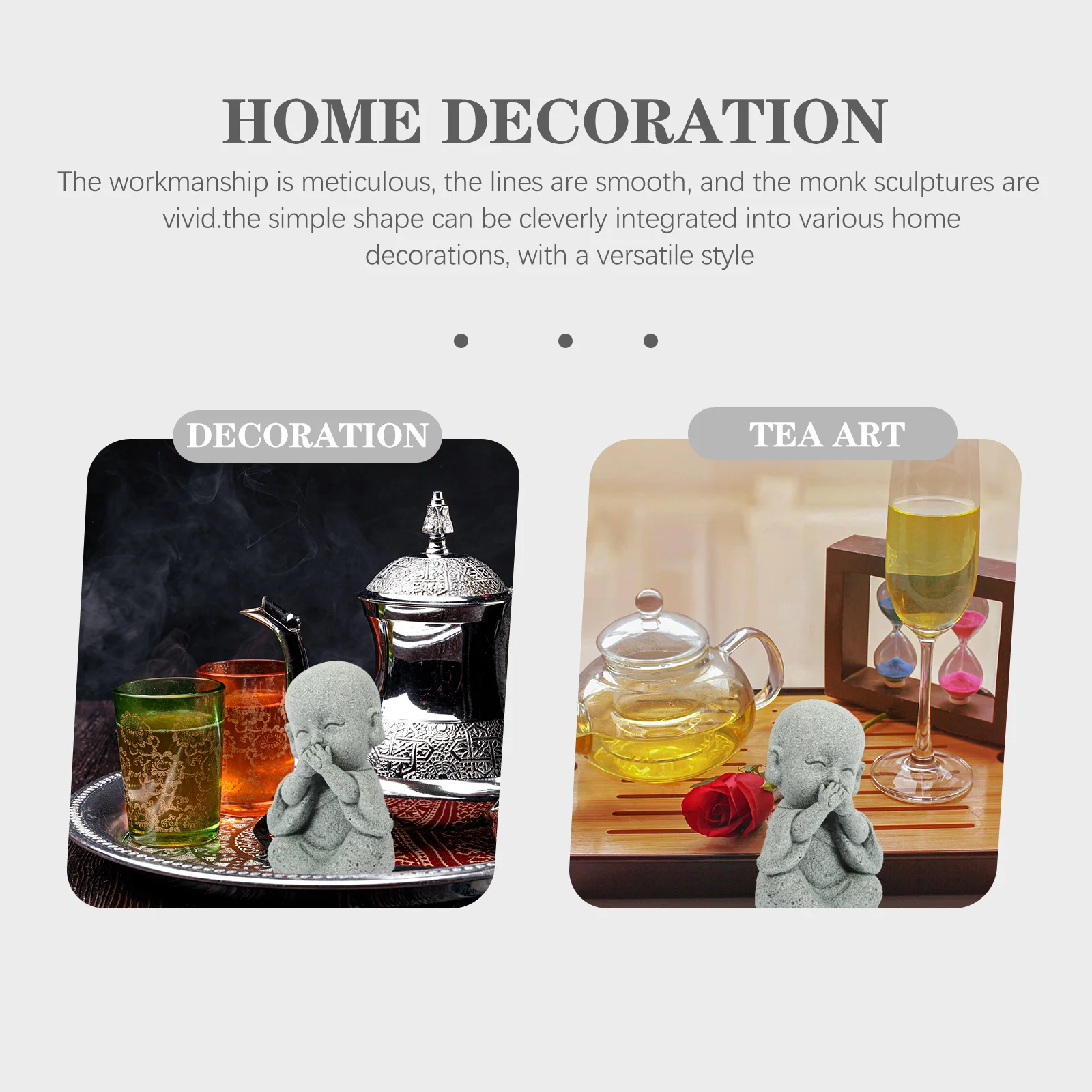 

Decorative Monk Statue Wear-Resistant Smooth Surface Exquisite Colors Desktop Monk Decor Aquarium Home Accessory