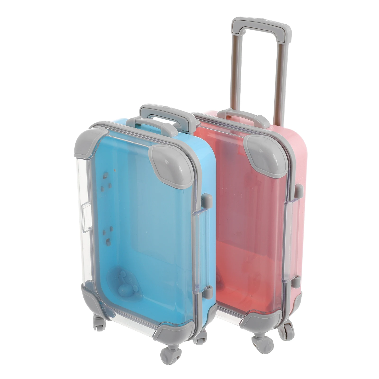 

2 Pcs Mini Trolley Case Makeup Storage Candy Boxes Suitcase Empty Lash Travel Plastic Luggage Style Child