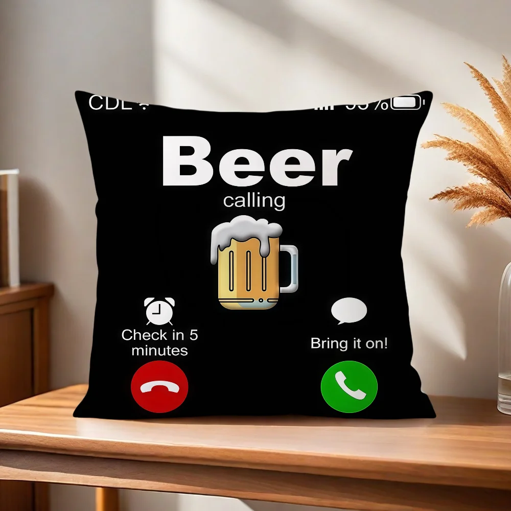 Bier Anruf Ablehnen Annehmen Telefon-Symbol Kissenbezug Kissenhülle für Zuhause Sofa Wohnzimmer Büro Café Auto Kissenbezug – Detail 3