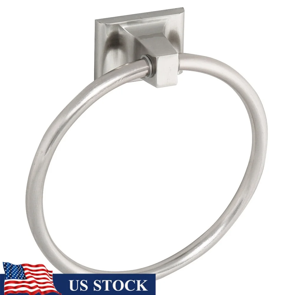 

Настенное кольцо для полотенец для ванной комнаты, атласный никель, держатель из цинкового сплава, простая установка, традиционный дизайн, полотенца, организация ванной комнаты