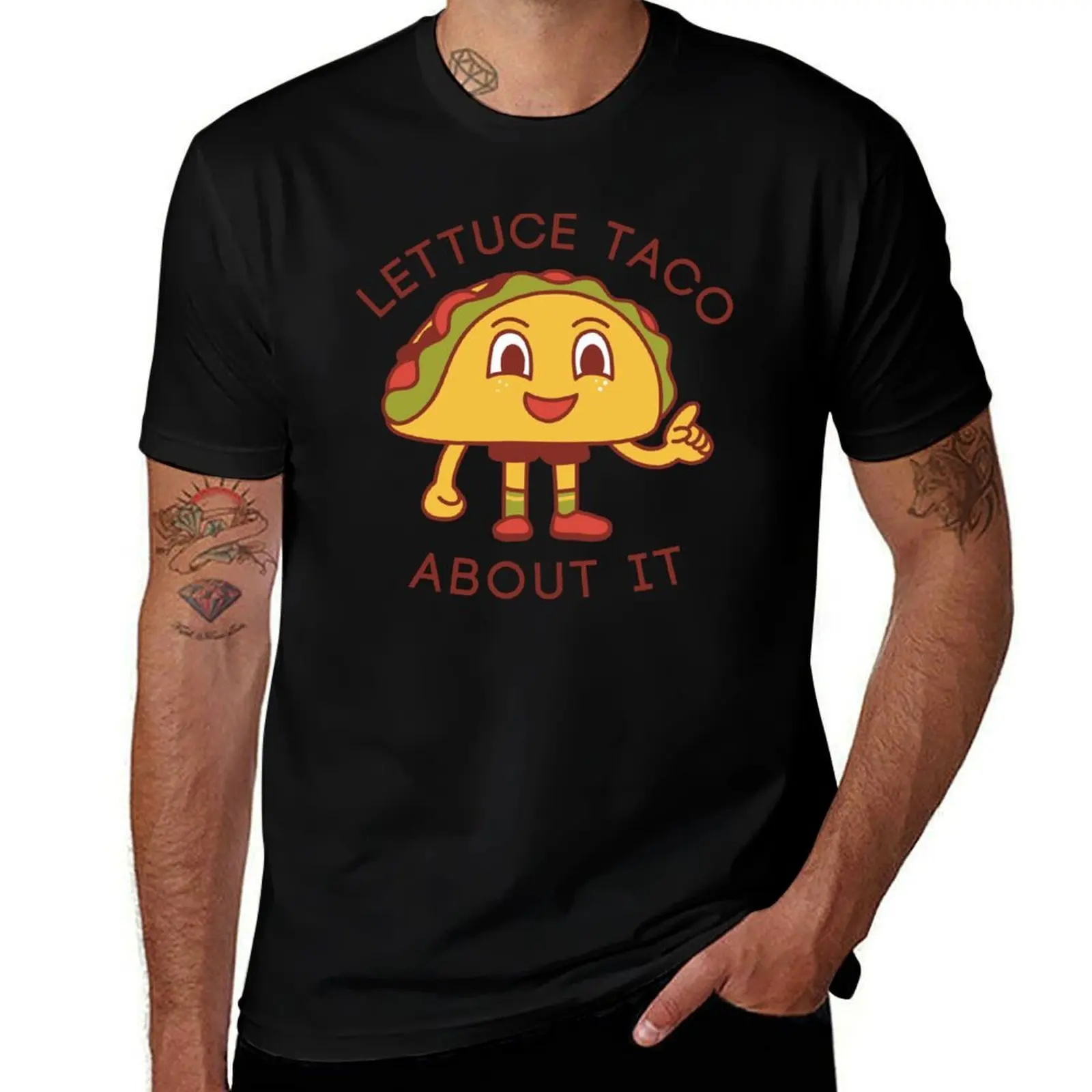 Lettuce Taco About It T-Shirt Simple Casual Short Sleeve Tee T-Shirt