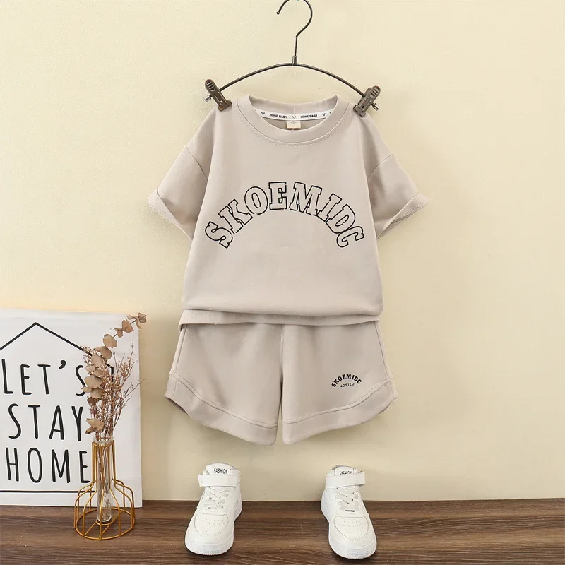 Summer Teenage Boy Clothes Set Children Girls Letter Tshirt and Shorts 2pcs Suit Kid Short Sleeve Top Bottom Outfits Tracksuit