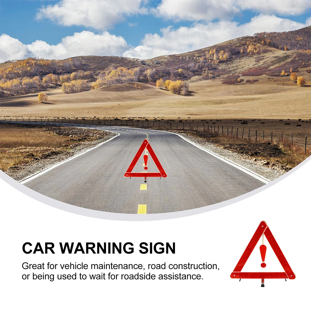 

Foldable Warning Triangle Car Safety Sign Plastic Reflective Emergency Roadside Auto Tripod Weather Resistant Truck SUV