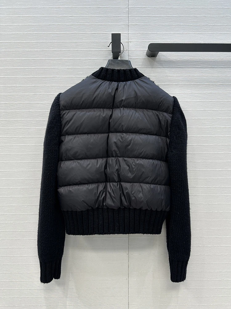 

SVORYXIU Autum Winter 2025 New style Retro Style Splicing Single-row buckle Down jacket Woman Fashion black warm Down jacket