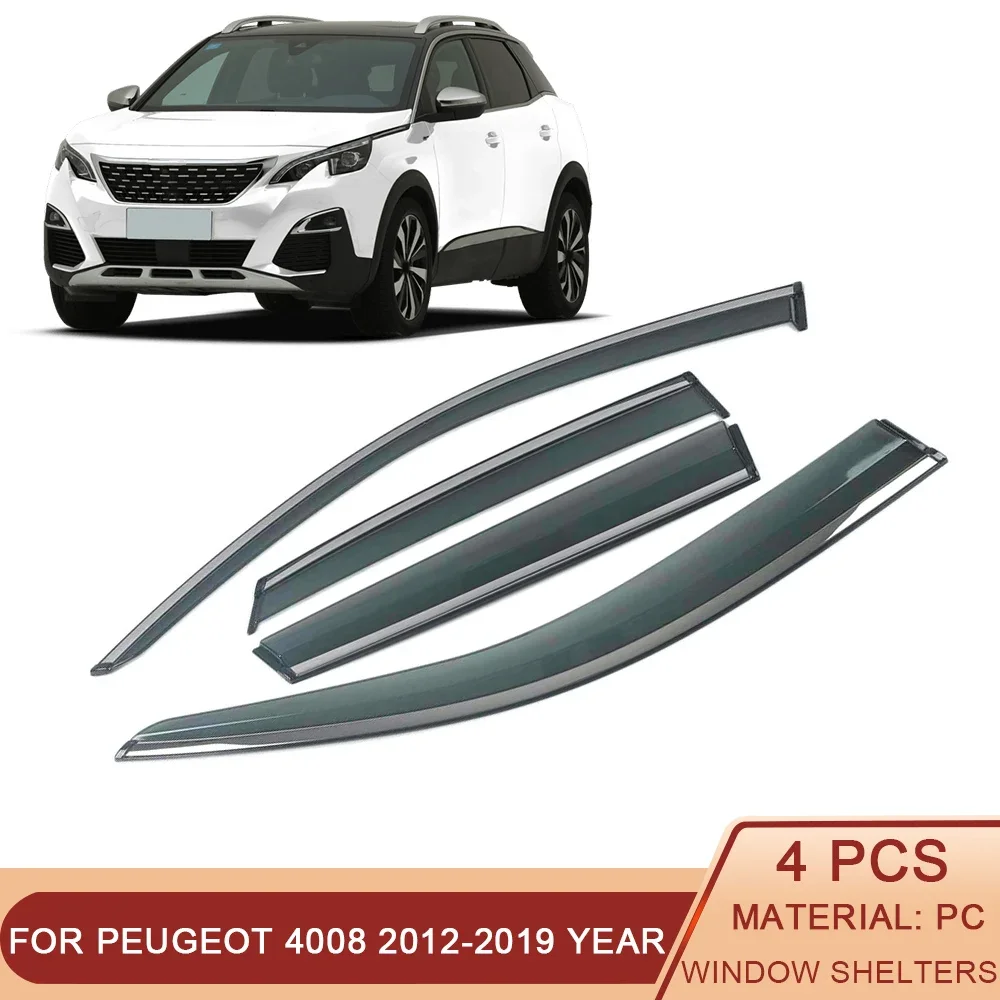 

For PEUGEOT 4008 2012-2019 Car Window Sun Rain Shade Visors Shield Shelter Protector Cover Frame Sticker Exterior Accessories