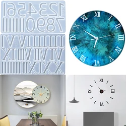 Molde de silicona de resina epoxi de cristal con número romano árabe, accesorios de fabricación de relojes redondos, decoración de reloj de pared hecha a mano, bricolaje