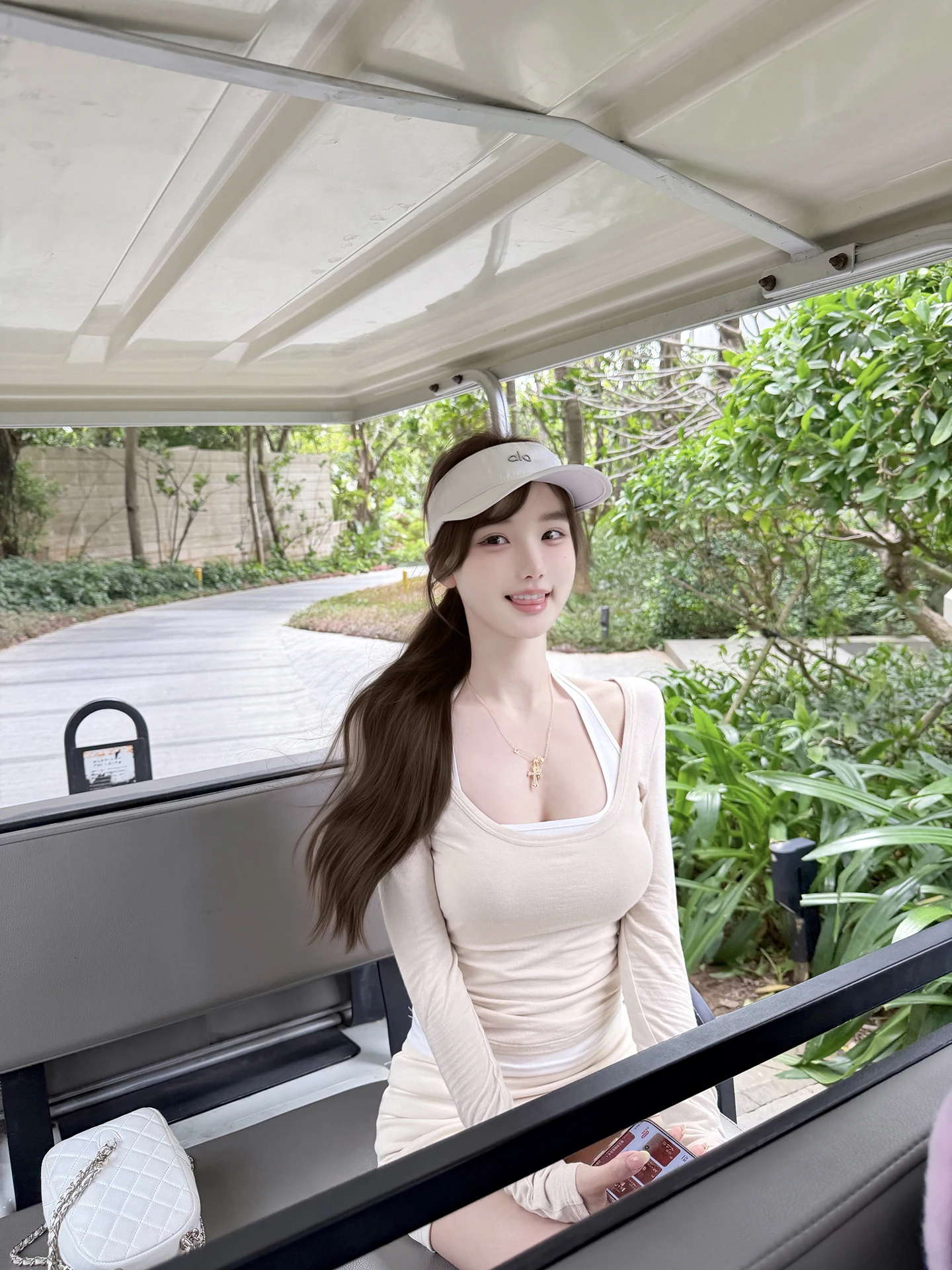 

Rouyu Korean Women's Three-Piece Set Neck Hanging Vest Cover up Skirt Slimming Sexy Fashionable Long Sleeve round Neck T-shirt