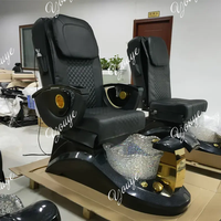Luxury Black Pu Leather Pedicure Chairs 4 Sets Massage Beauty Shop No Plumbing Pedicure Chair Salon Beauty Furniture