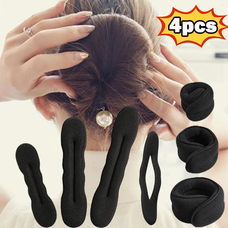 4pcs/set New Magic Foam Sponge Clip Bun Curler Braider Hairstyle Twist Maker Tool Dount Twist Hair Accessories Styling Twister