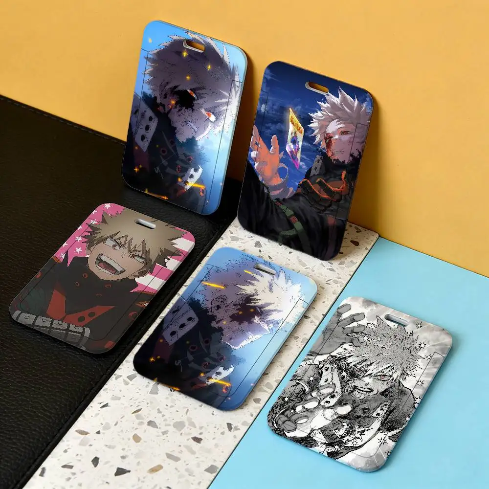 Katsuki Bakugo My Hero Academia P W Transparent Card Holder Employee Plastic Slide Cover Lanyard Work Business ID Bag Bus