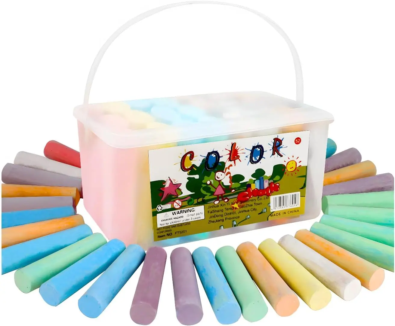 

Моющийся мел для тротуаров - 52 штуки, 7 цветов, нетоксичный для детей и взрослых, идеально подходит для игр в классе или на улице