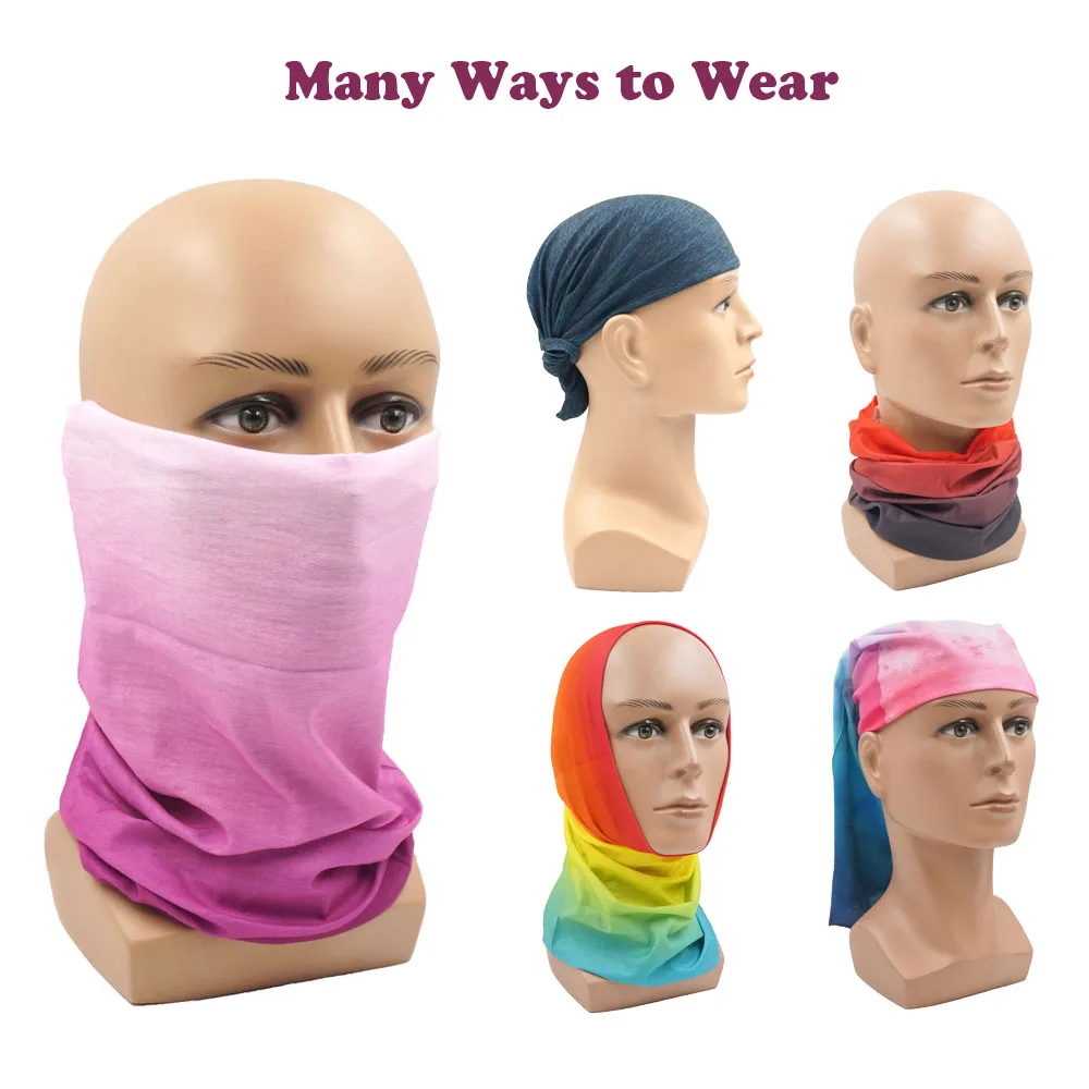 Colorful Ombre Women Neckchief Outdoor Sports Bandana Gradient Candy Color Cycling Scarf Riding Running Headband Men Face Mask