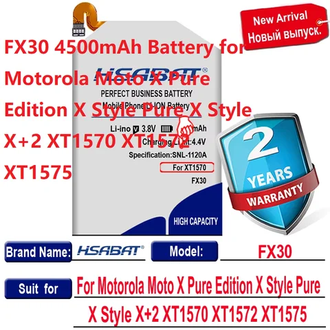 HSABAT FX30 4500mAh Battery for Motorola Moto X Pure Edition X Style Pure X Style X+2 XT1570 XT1572 XT1575