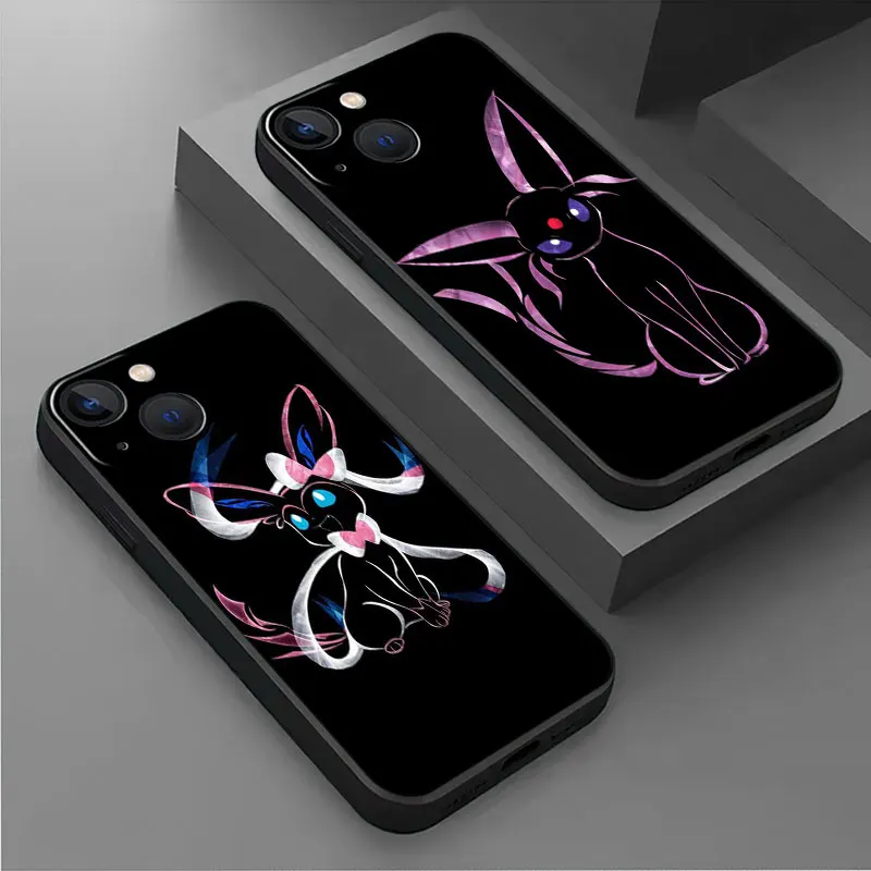 Weiche Hülle für Apple iPhone 15 13 11 14 12 Pro 7 XR X XS Max 8 Plus 6 6S 13 Pro Schwarze Silikonhülle Pokemon Eevee Umbreon Shadow