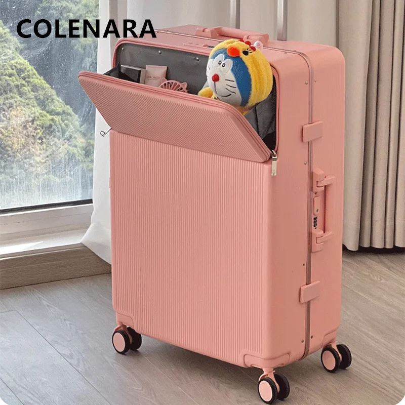 COLENARA USB Charging Luggage Front Laptop Boarding Case Multifunctional Trolley Case 20