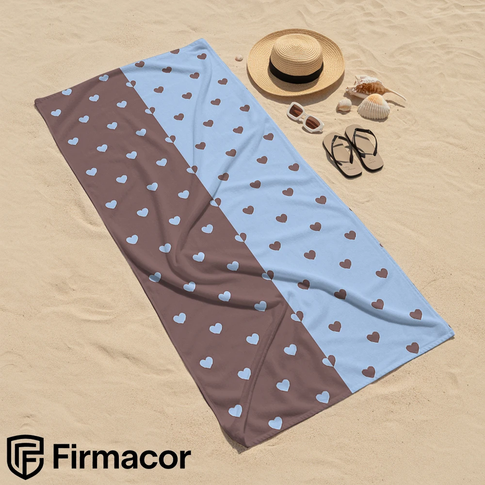 Split Tone Heart Soft Portable Travel Towel Unisex Ultra Lightweight Microfiber Oversized Sand Free Quick Dry Beach Towel