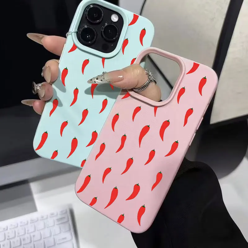 Roter Pfeffer Bedruckte Handyhülle für iPhone 17 16 13 12 11 Pro Max 17Pro 16 15 14 Plus 17 Air XR XS 15 14 Silikon Matt Weiche Hülle