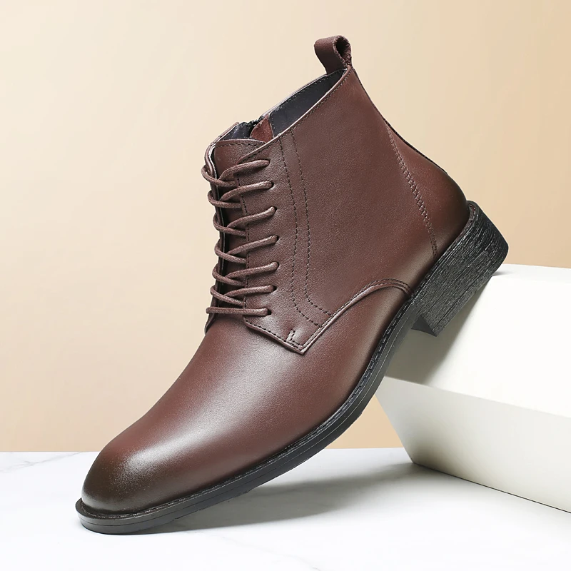 Premium Handcrafted Full Grain Leather Oxford Boots Classic Dress Shoes Sleek Formal Style for Business Meetings &amp OfficeWear